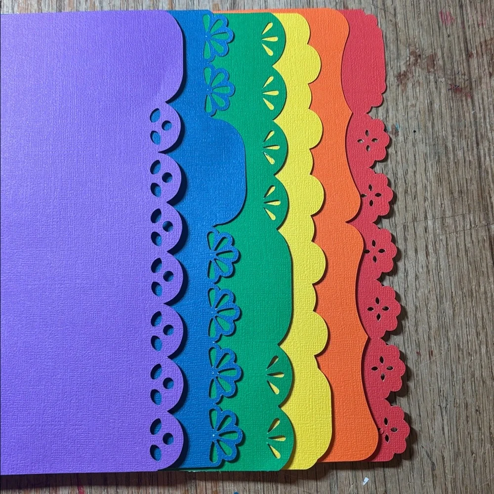 6 Rainbow Colorful Scalloped Edge Floral A5 Planner Dividers